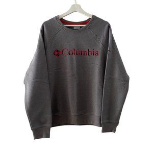 NEW COLUMBIA Women's Woodlane Park Logo Crew Sweatshirt Gray Red Size XXL